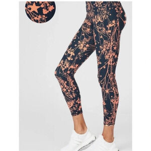 Sweaty Betty The Power Leggings Size Small Navy & Coral Floral Star Patt…